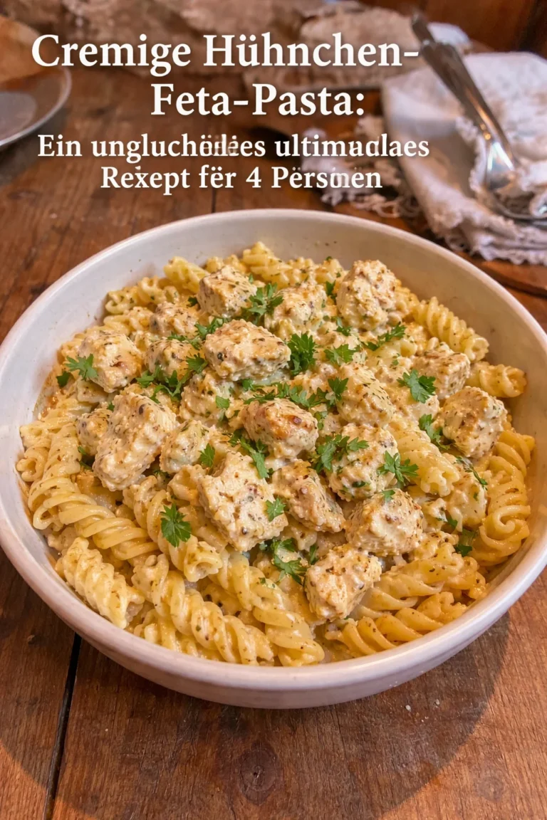 Cremige Hühnchen-Feta-Pasta, ein köstliches Rezept für 4 Personen