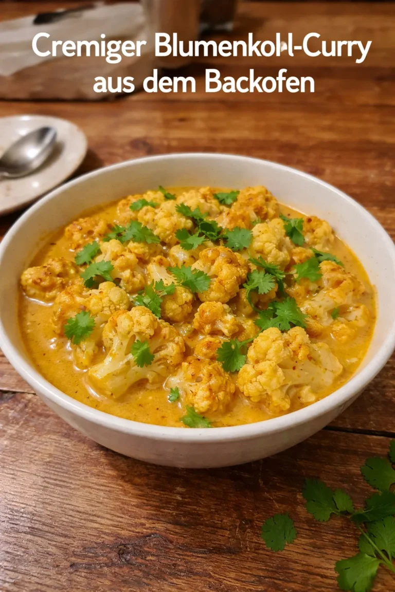 Cremiger Blumenkohl-Curry aus dem Backofen mit frischen Zutaten
