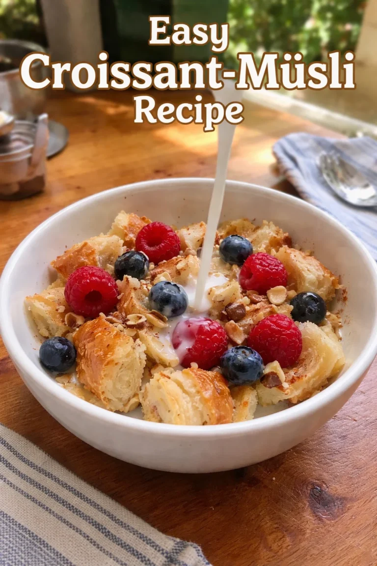 Delikates Croissant-Müsli mit frischen Zutaten für ein gesundes Frühstück