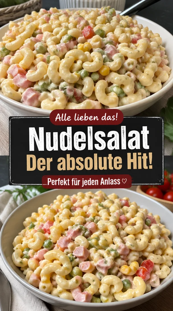 Schüssel mit köstlichem Nudelsalat, ideal für besondere Anlässe