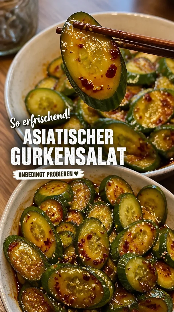 Einfacher asiatischer Gurkensalat mit frischen Zutaten