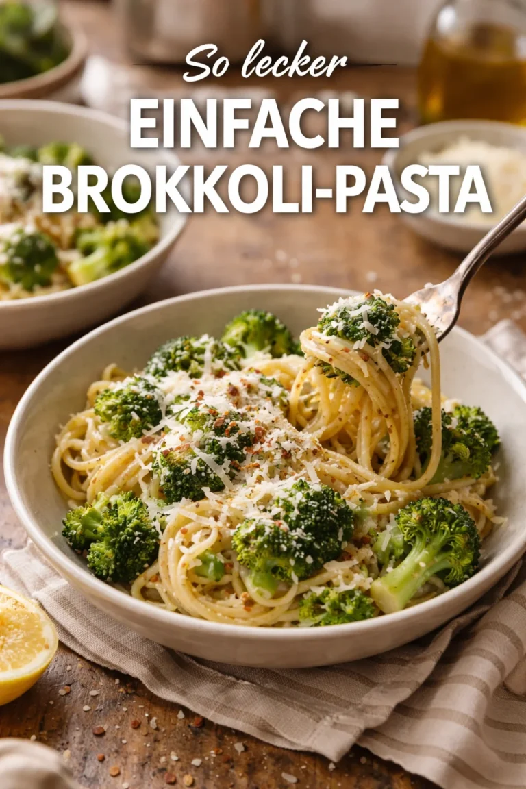 Gesunde Brokkoli-Pasta mit frischem Gemüse und Pasta auf einem Teller