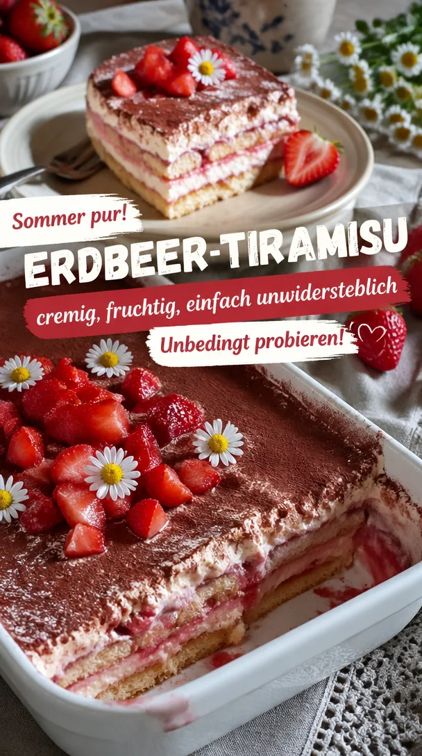 Erdbeer-Tiramisu: Cremiges und fruchtiges Dessert für den Sommer.