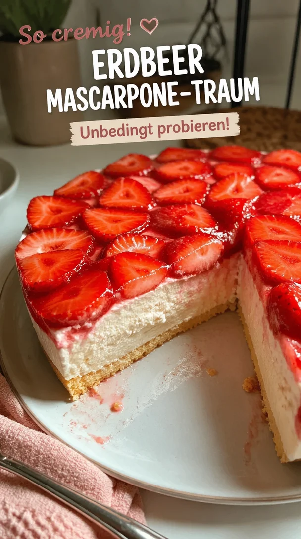 Erdbeermascarponetorte mit frischen Erdbeeren und cremiger Mascarponefüllung