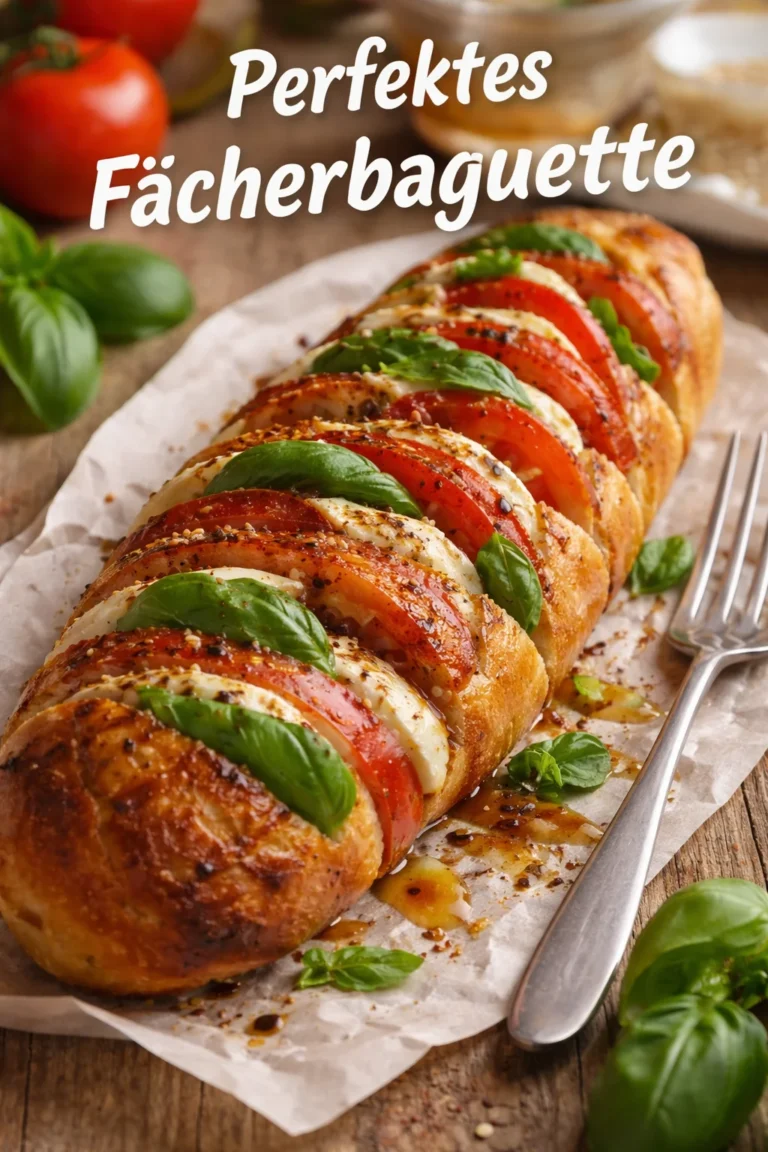 Fächerbaguette Caprese mit frischen Tomaten, Mozzarella und Basilikum
