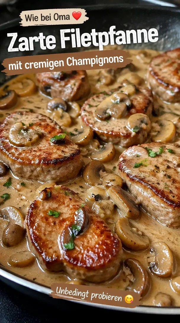 Köstliche Filetpfanne mit 400 g Champignons für Familiengerichte