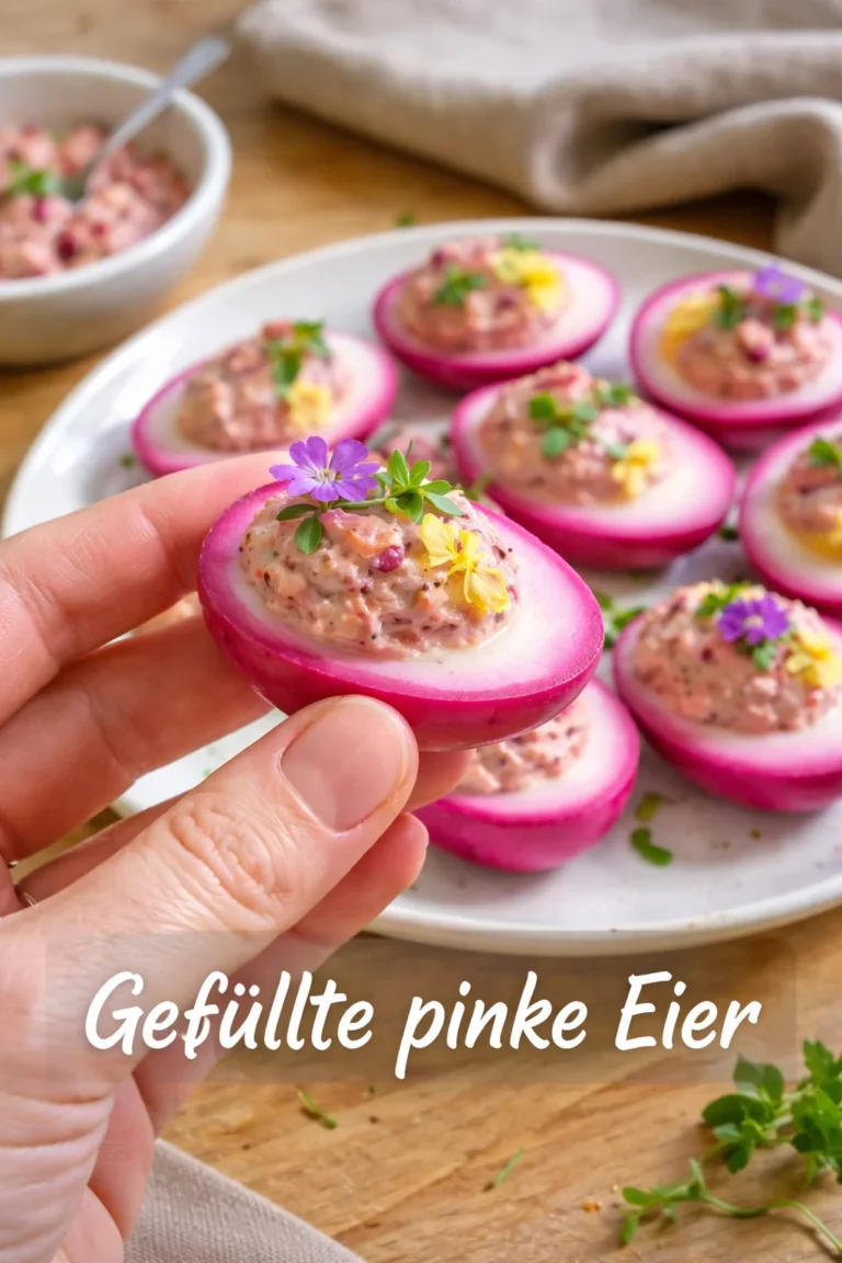 Gefüllte pinke Eier mit leckerer Füllung für besondere Anlässe