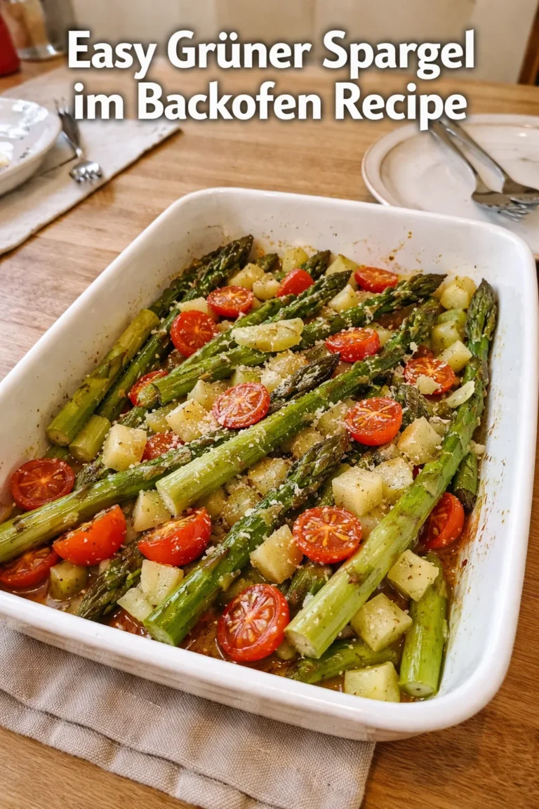 Gerösteter grüner Spargel aus dem Backofen auf einem Teller serviert