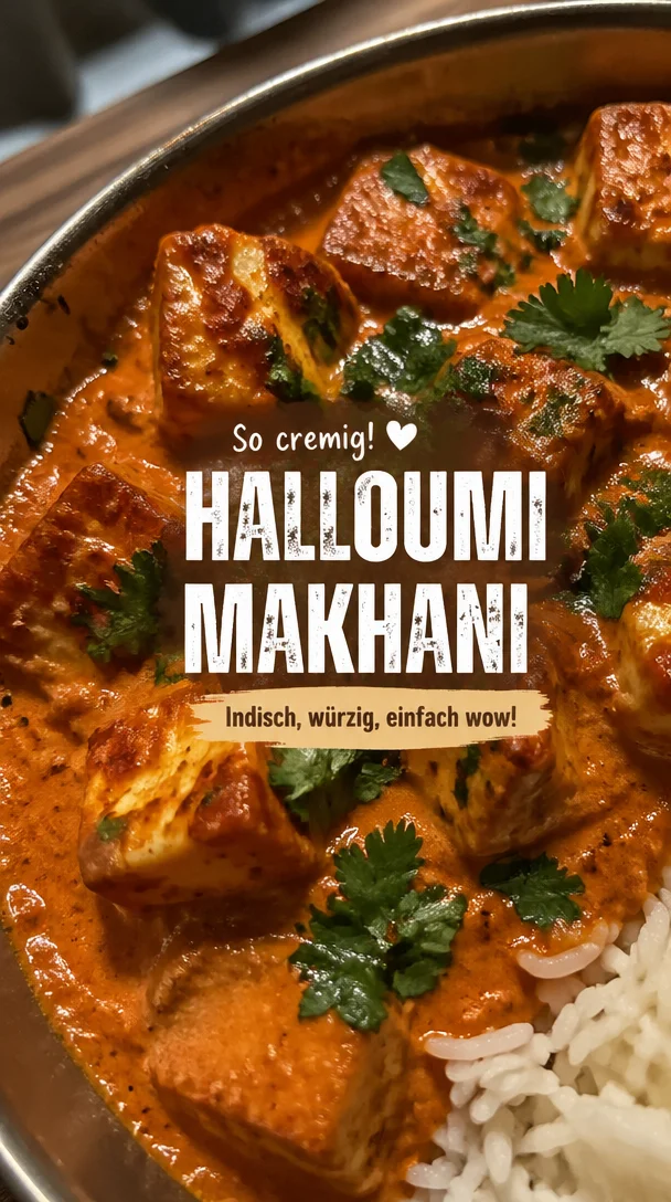 Delicious Halloumi Makhani Gericht in einer cremigen Sauce serviert