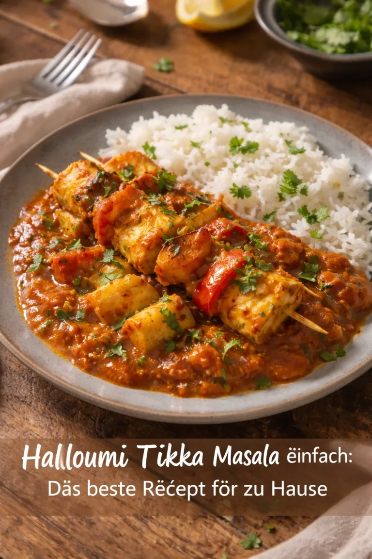 Delikates Halloumi Tikka Masala Gericht mit Gewürzen und frischen Zutaten