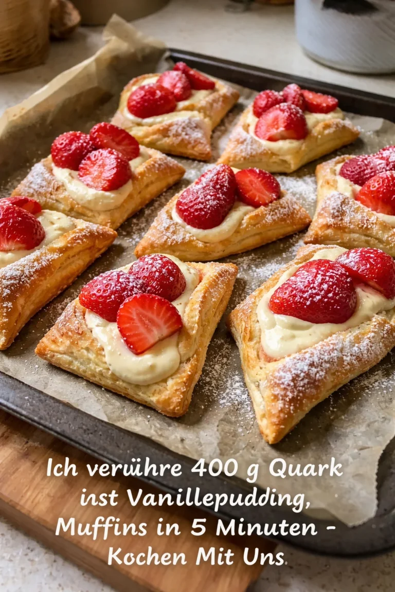 Schnelle Muffins mit Quark und Vanillepudding, bereit in 5 Minuten