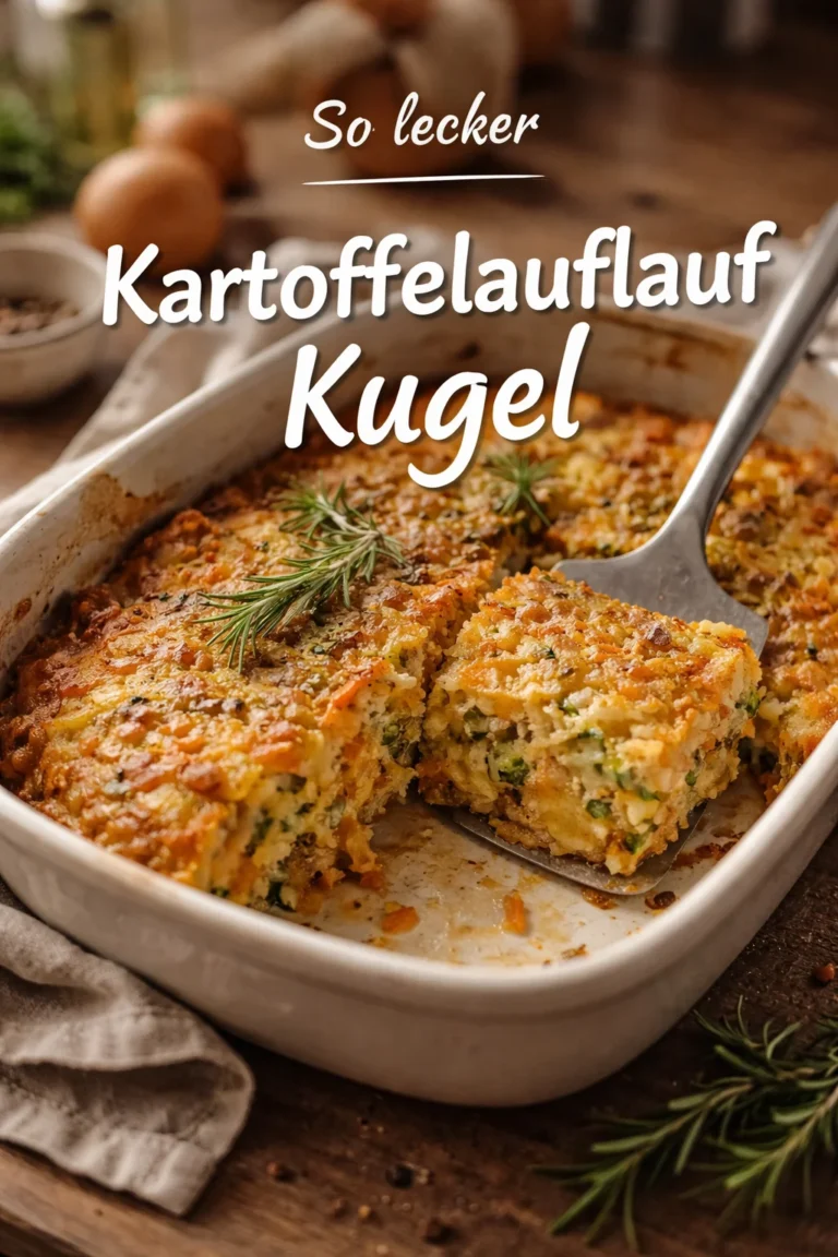 Leckere Kartoffelauflauf Kugel auf einem Teller serviert