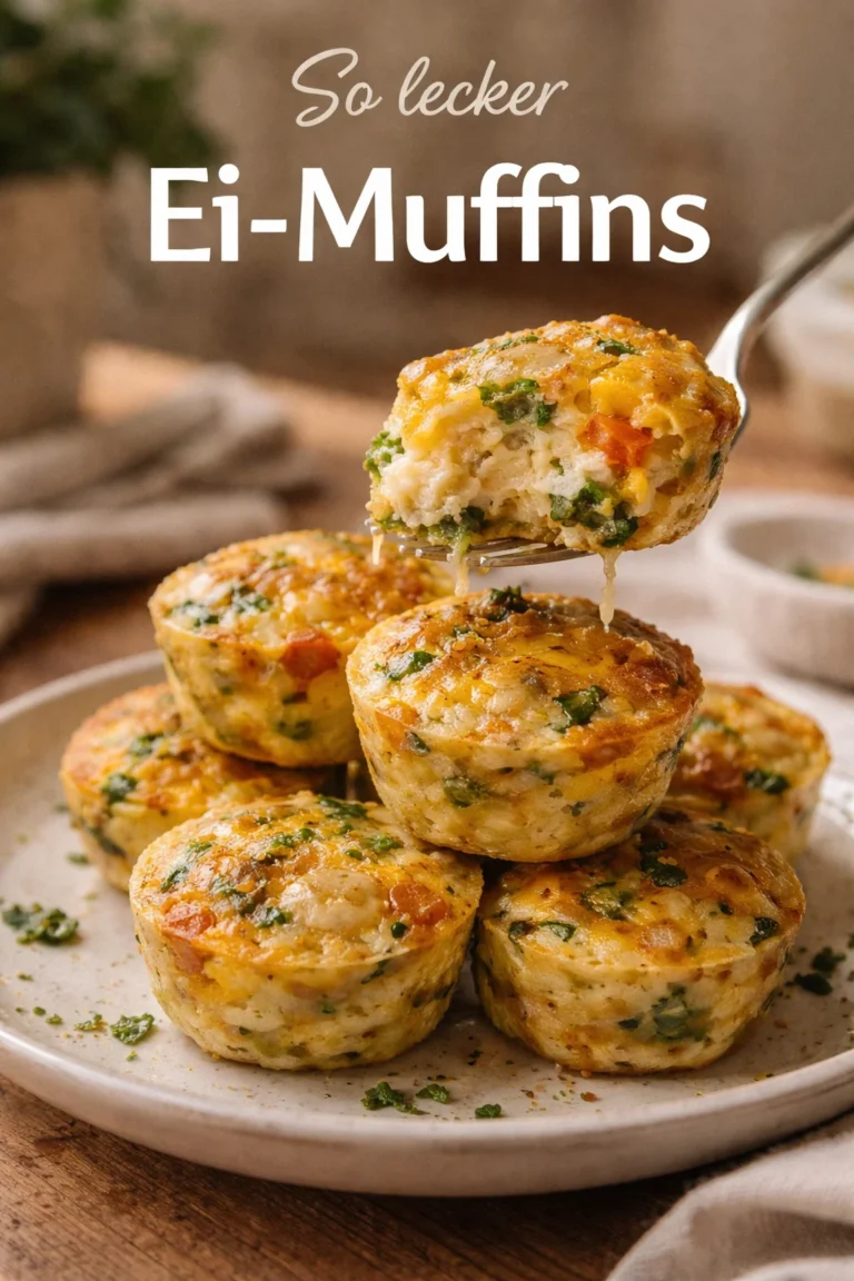 Käse-Muffin-Form gefüllte Hüttenkäse-Ei-Bisse