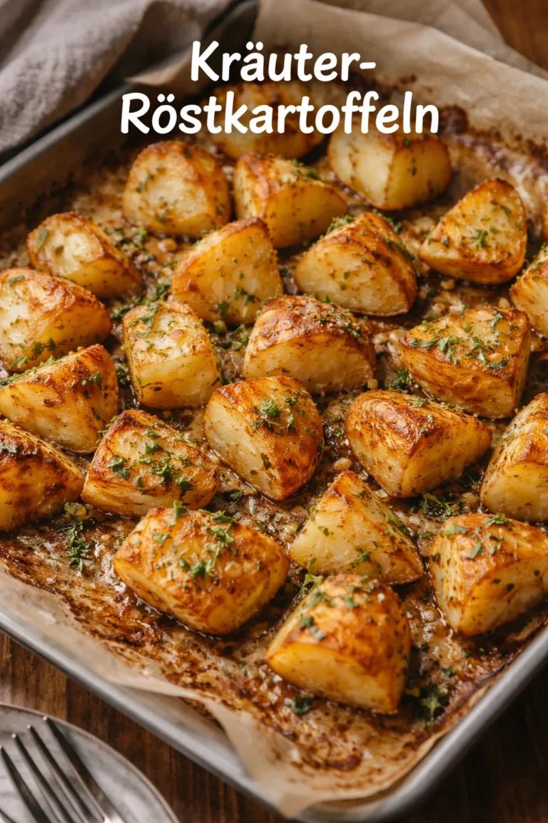 Kräuter-Röstkartoffeln mit frischen Kräutern und Gewürzen auf einem Teller
