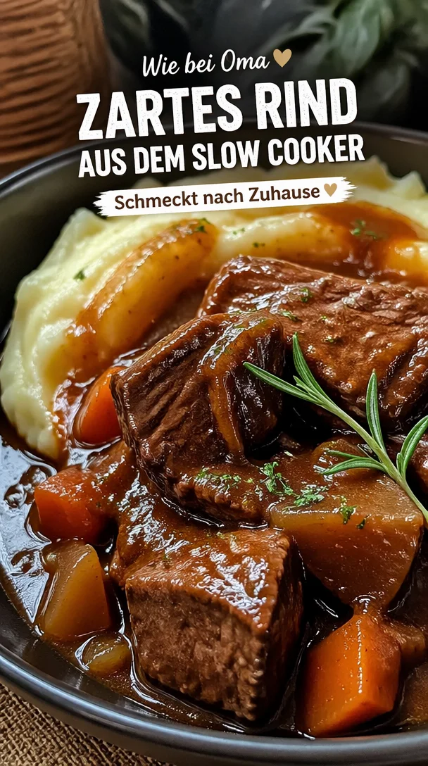 Langsam gegartes Rindfleisch auf einem Teller mit Gemüse