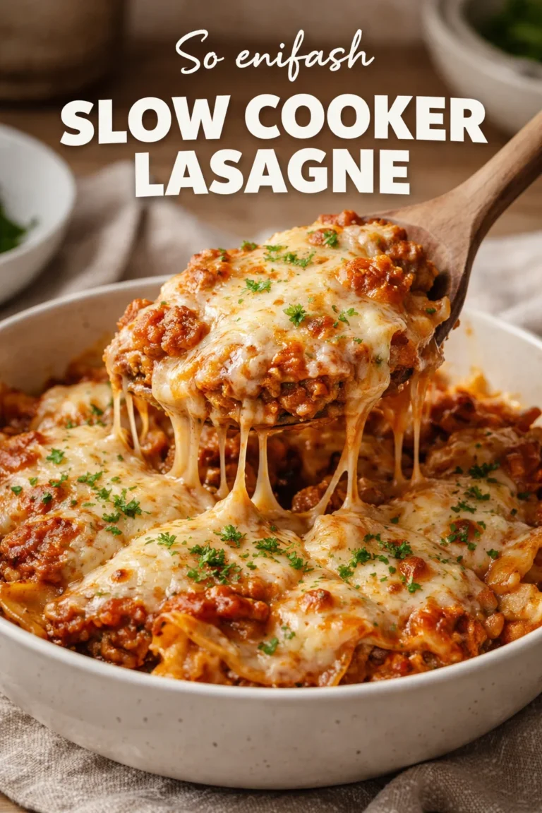 Leckere Langsame Kocherd Lasagne auf einem Teller serviert.