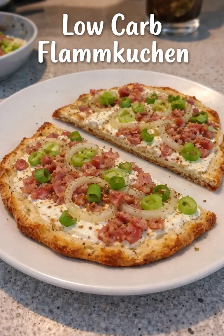 Leckerer Low Carb Flammkuchen mit frischen Zutaten und gesunder Kruste