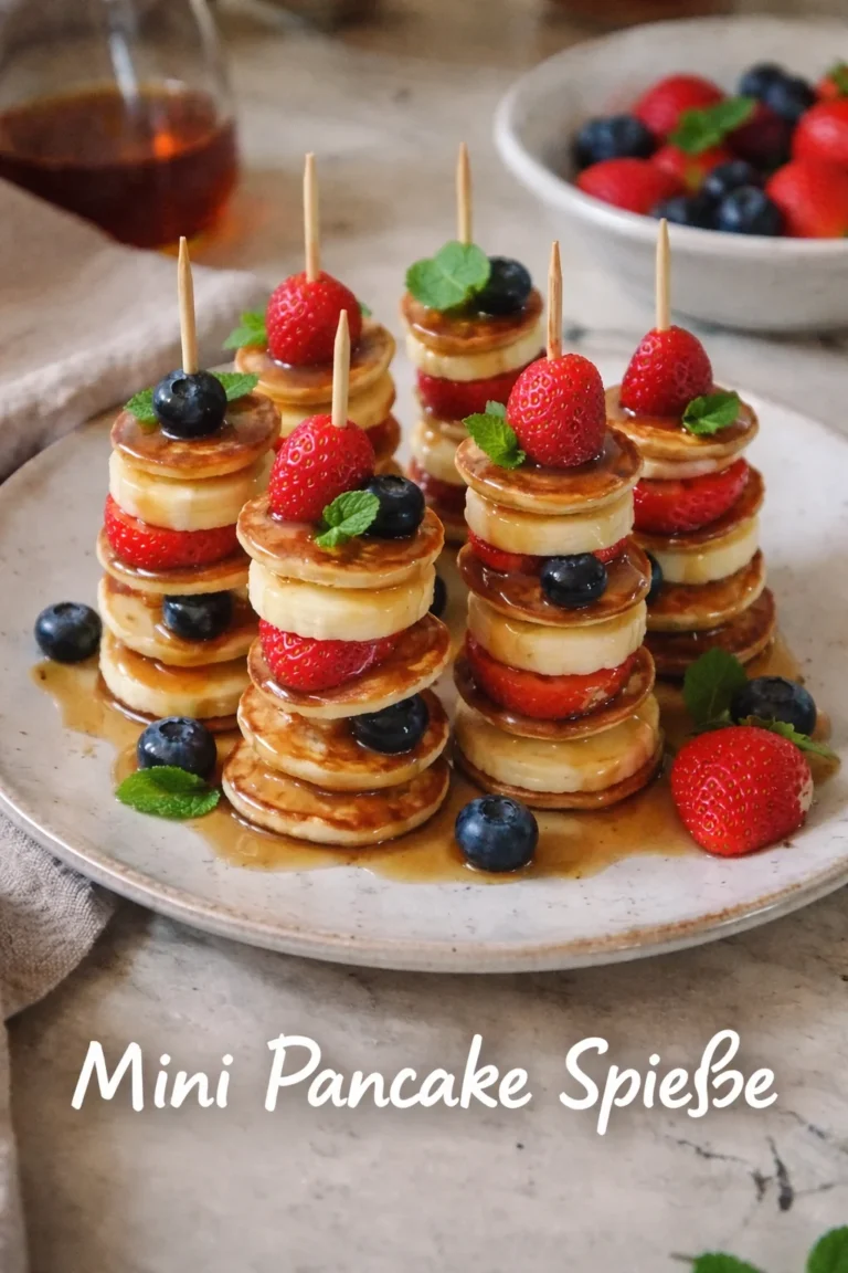 Leckere Mini Pancake Spieße für Frühstück oder Snack