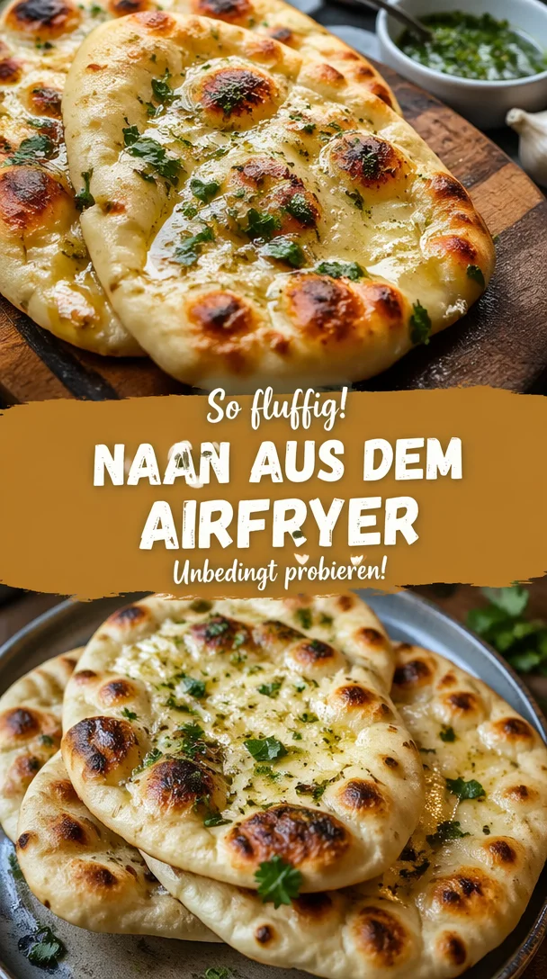 Naanbrot gebacken im Airfryer, frisch und lecker zubereitet
