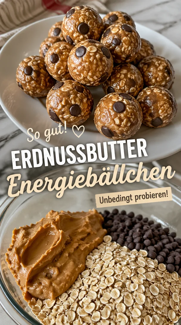 No-Bake Erdnussbutter Energiebällchen auf einem weißen Teller