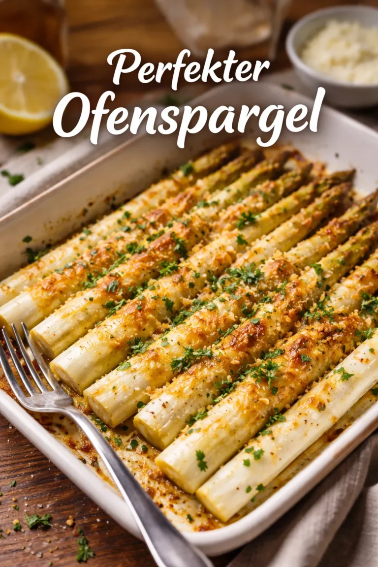 Ofenspargel mit Parmesan auf einem Teller angerichtet