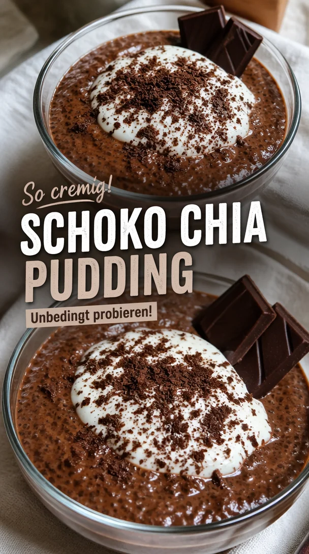Schokoladen Chia Pudding in einer Schüssel mit frischen Beeren