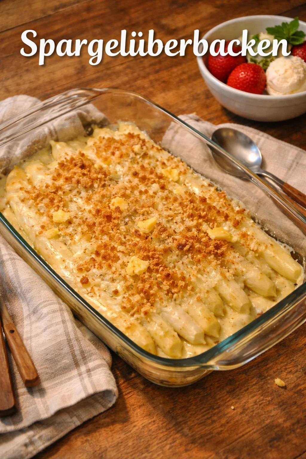 Leckeres Spargelüberbacken mit Käse und Kräutern