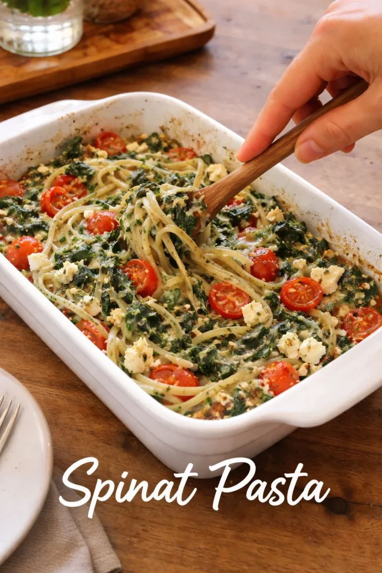 Delicious Spinat Pasta served with parmesan cheese and fresh herbs