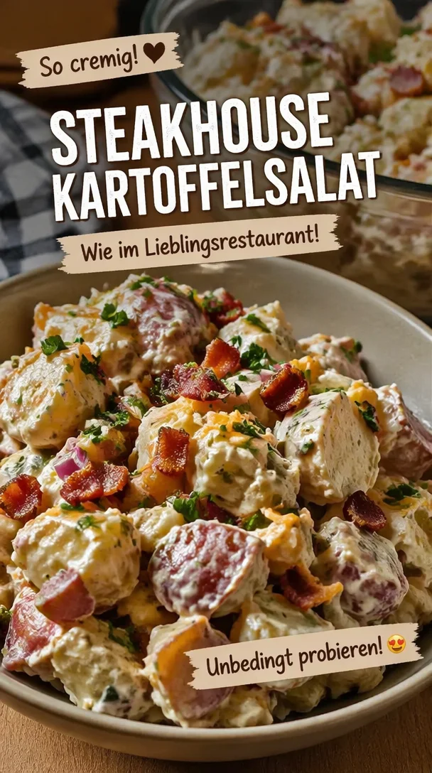 Cremiger Steakhouse Kartoffelsalat als Beilage zu Steak