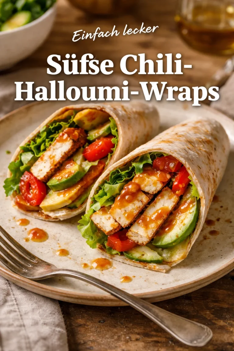 Süße Chili-Halloumi-Wraps auf einem Teller serviert