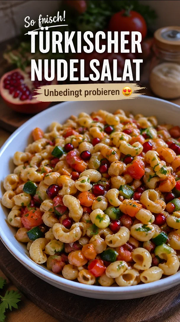 Türkischer Nudelsalat mit frischen Zutaten und würzigen Aromen
