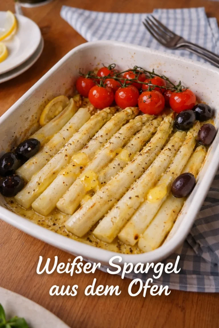Ofengerösteter weißer Spargel mit Kräutern und Gewürzen