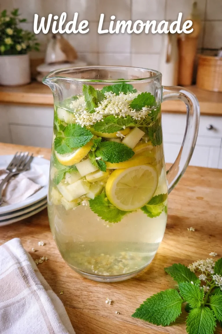 Erfrischende Wilde Limonade in farbenfrohen Gläsern serviert.