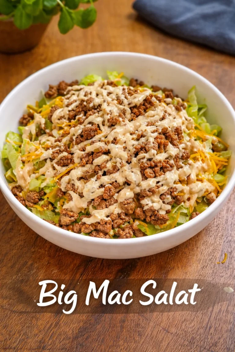 Ein leckerer Big Mac Salat mit frischem Gemüse und Dressing.