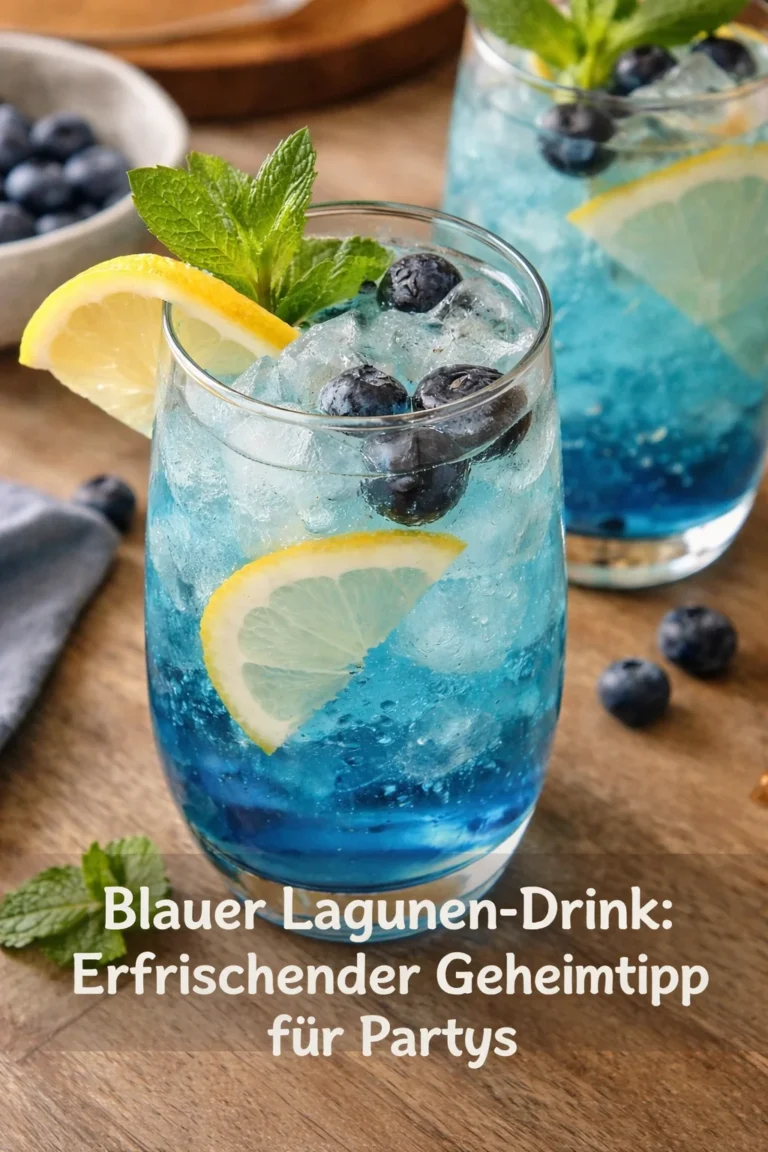 Blauer Lagunen-Drink im Glas, erfrischender Cocktail für Partys