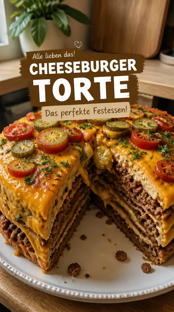 Leckere Cheeseburger-Torte, ein ideales Festessen für jeden Anlass