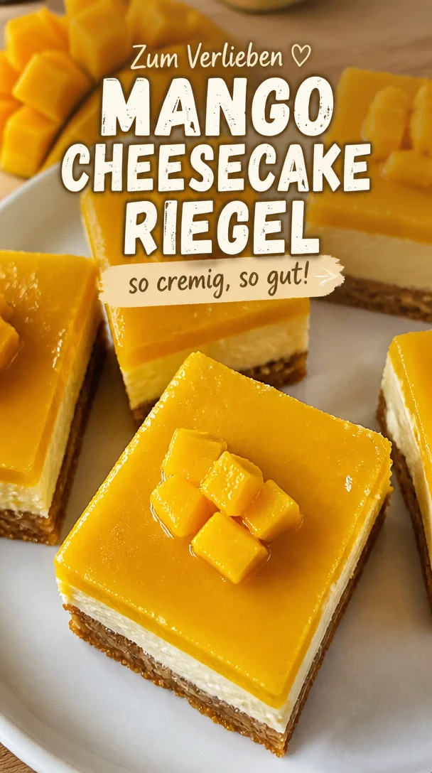 Cremige vegane Mango-Cheesecake-Riegel - zum Verlieben