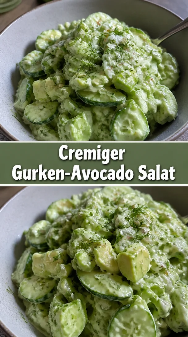 Cremiger Gurken-Avocado-Salat mit frischen Zutaten in einer Schüssel