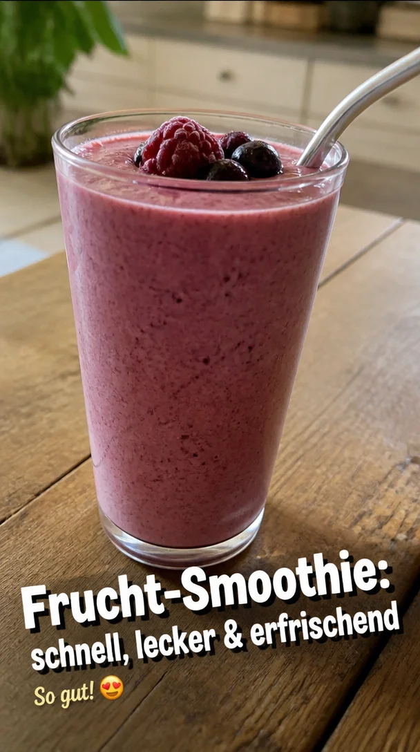 Erfrischender Frucht-Smoothie aus gefrorenen Früchten in einem Glas