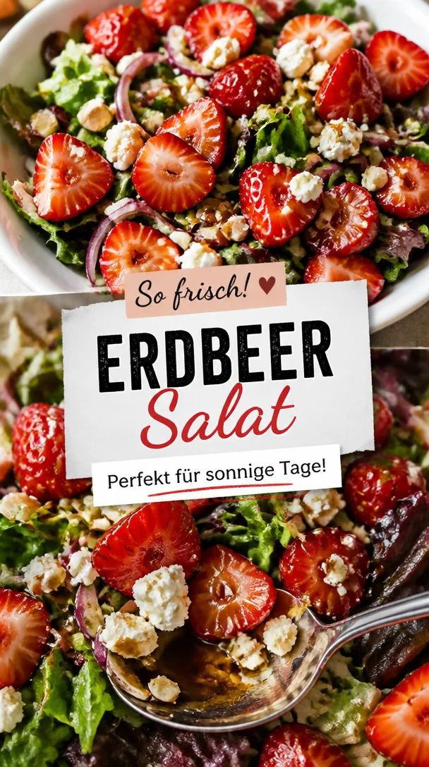 Leckerer Erdbeer-Salat mit frischen Erdbeeren und buntem Gemüse