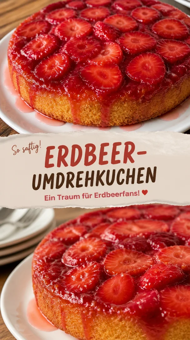 Erdbeer-Umdrehkuchen: Verf&uuml;hrerischer Kuchen f&uuml;r Erdbeerfans