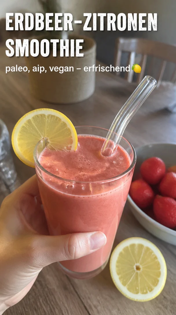Erdbeer-Zitronen-Smoothie - erfrischendes, veganes Rezept für gesunde Ernährung