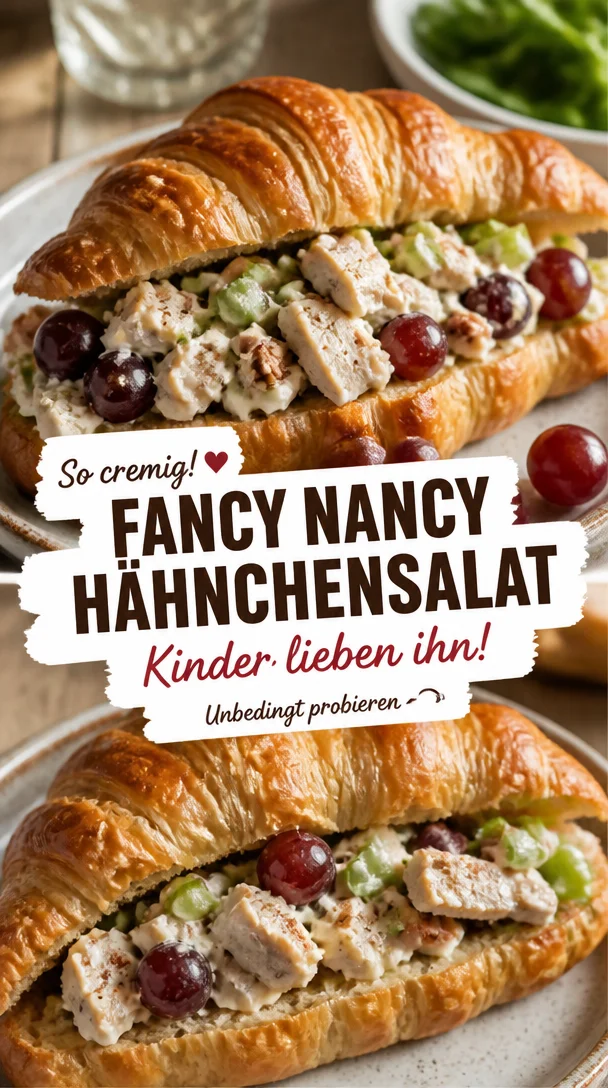Cremiger und köstlicher Fancy Nancy Hähnchensalat, kinderfreundlich serviert