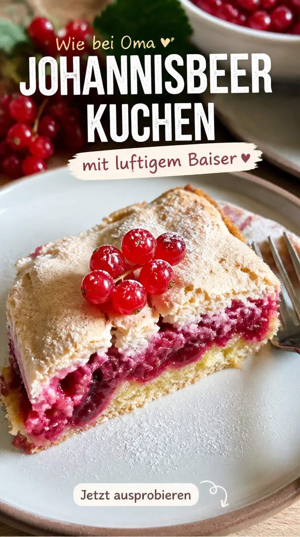Fluffiger Johannisbeerkuchen mit Baiser &ndash; fruchtig & zart