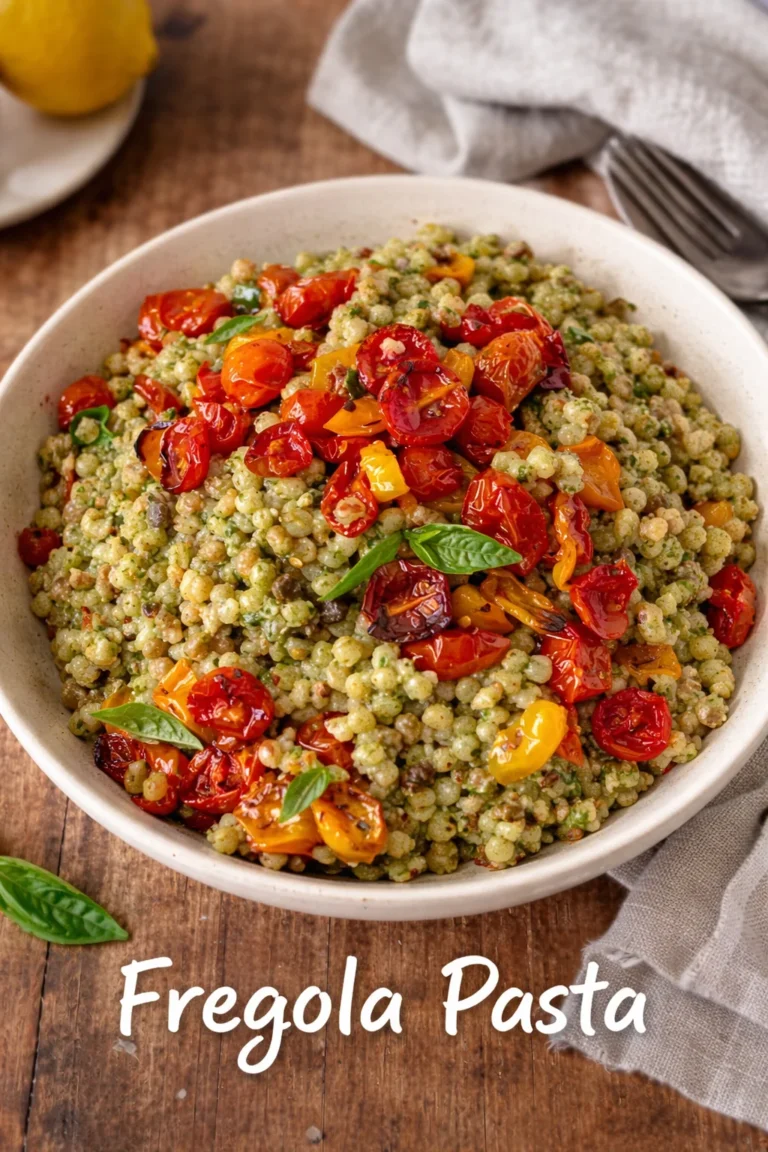 Schüssel mit Fregola Pasta, sardischen Nudeln für leckere Rezepte