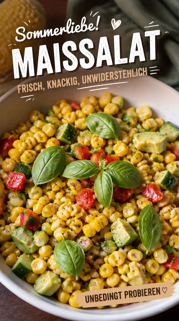 Frischer Maissalat mit buntem Gemüse in einer Schüssel