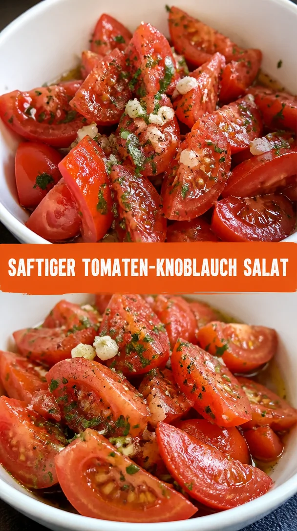 Frischer Tomaten-Knoblauch-Salat mit aromatischen Zutaten