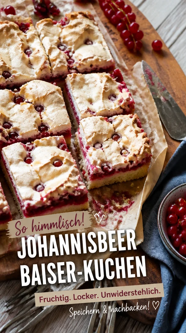 Fruchtiger Johannisbeer-Baiser-Kuchen vom Blech mit Baisertopper