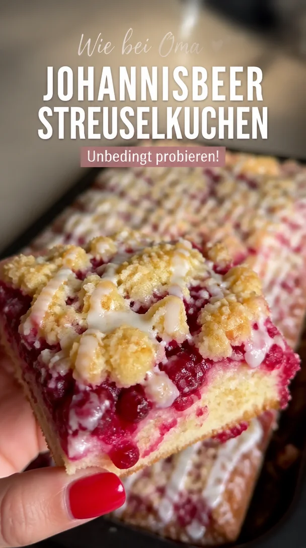 Fruchtiger Johannisbeerkuchen mit Streuseln vom Blech