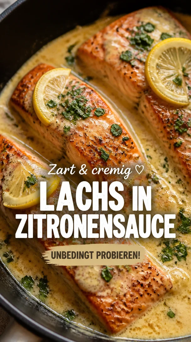 Gebackener Lachs mit Zitronenbutter-Sahnesauce - zart und cremig